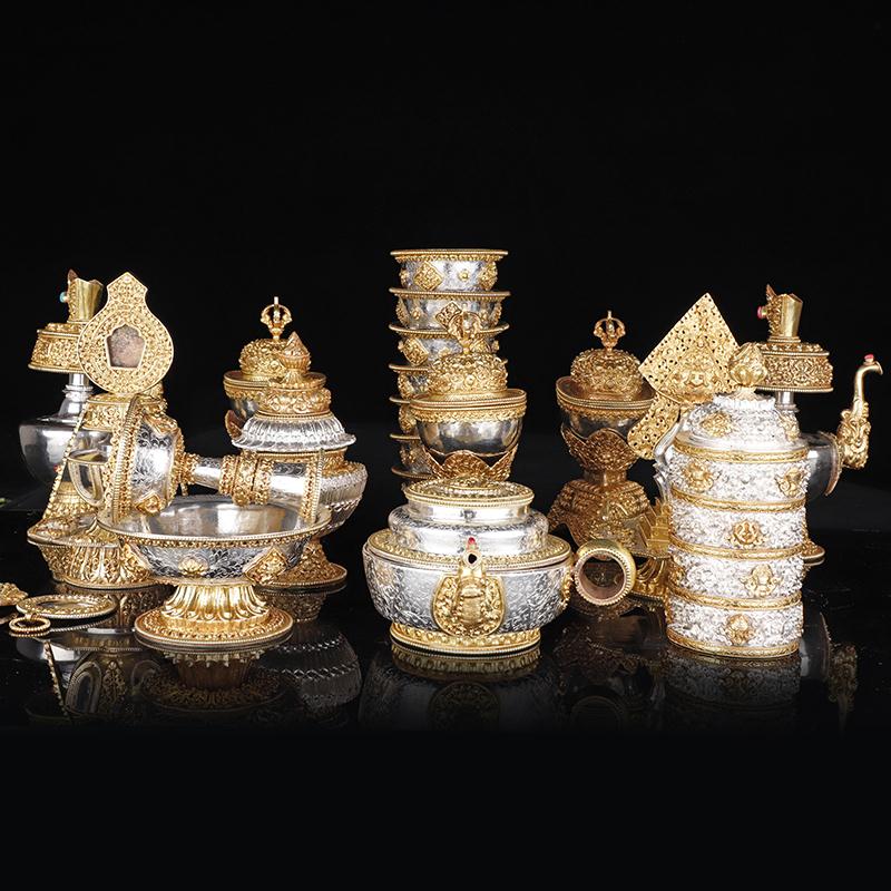 Tantric magic set Nepalese craft water and land for Benba pot water supply bowl treasure bottle hair care cup rice box