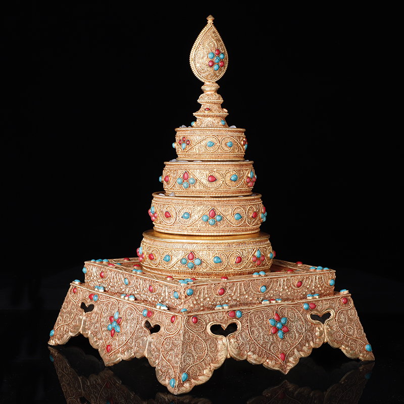 Handmade Manza disc Buddha Hall in Nepal for Manza disc pure copper inlaid jewel Manza