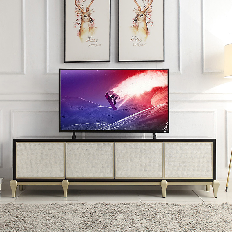 Postmodern light and luxurious TV cabinet Piano Baking Varnish Minima Living Room Tea Table Shell Cabinet Nordic Solid Wood TV Cabinet Combo