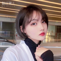 Air bangs wig film female Net Red real hair cover white hair top head replacement block no trace face fake bangs wave head