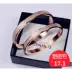 Vòng đeo tay bằng thép titan Hàn Quốc mạ vàng hồng 18k mờ nam nữ vòng đeo tay thời trang hoang dã sinh viên đơn giản