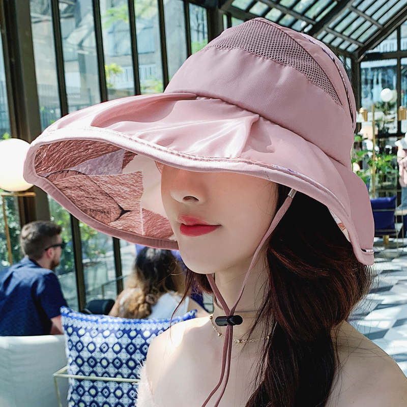 Sunhat Women's sunscreen Hood Face empty Top Anti-UVuv Folding Summer New Seashells Cap