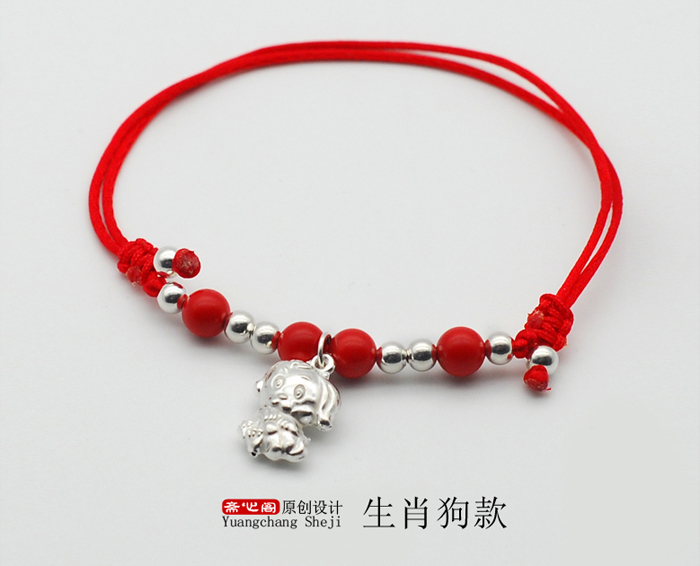 S925 sterling bạc vòng chân chuông đỏ vòng tay vòng chân nữ năm nay sinh viên tươi đôi quà tặng sinh nhật vòng chân nam