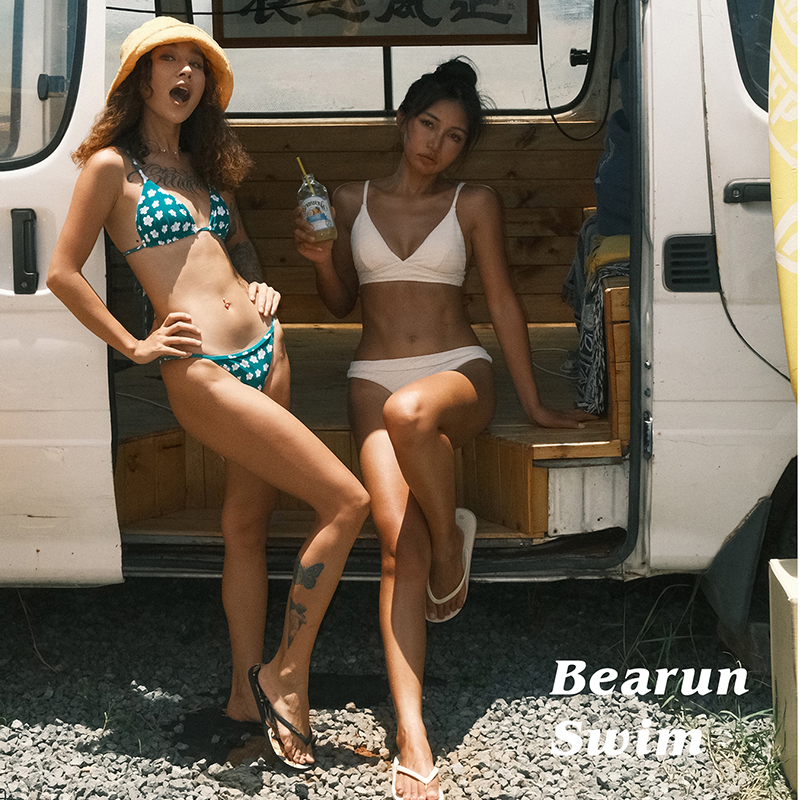 BEARUN SWIM Split Swimsuit Woman 2023 new three sets of twill texture sense small chest movement bikini-Taobao