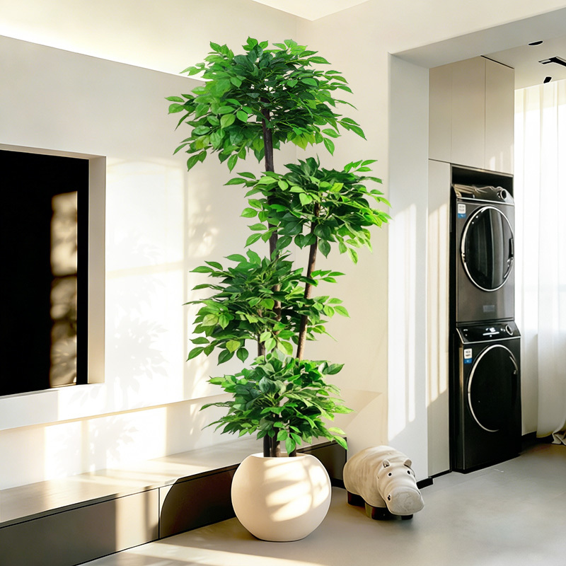 Artificial Green Plant with a High-End Feel for Living Room Decoration, Large Indoor Potted Fake Tree, Bionic Plant