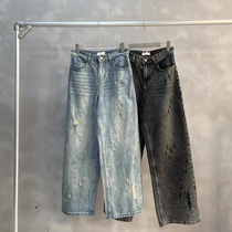 Short sentence 24 Chunxia New product designer Multi Breaking Hole Low Waist Straight Drum Jeans