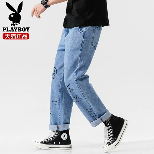Playboy, Tide, весенние трендовые джинсы для отдыха, штаны, свободный прямой крой