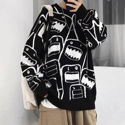 Sweater ຜູ້ຊາຍດູໃບໄມ້ລົ່ນໃນຮ່ອງກົງ trendy ຍີ່ຫໍ້ວ່າງ lazy ຄໍຮອບ knitted ແບບເກົາຫລີສ່ວນບຸກຄົນ sweater hip-hop trendy