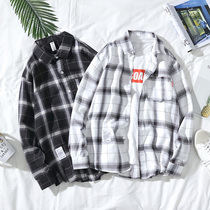 2019 spring plaid shirt men long sleeve student loose Korean trend handsome ins coat couple shirt