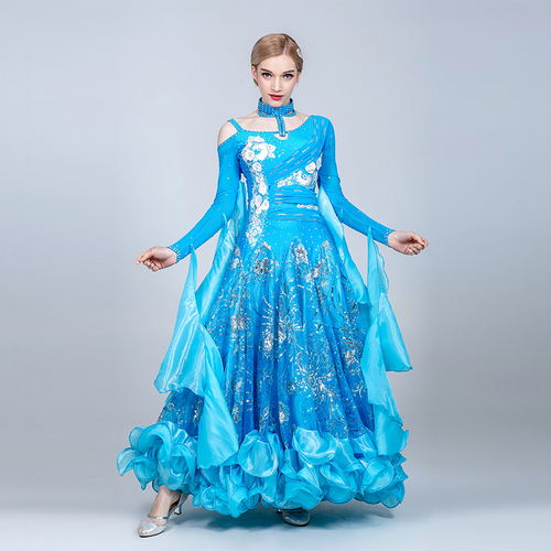 Black blue ballroom dance dresses for women girls Modern dance dress National Standard Dance Dress hot drill ballroom dance big swing dress Waltz dress competition dress performance dress