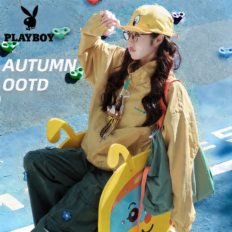 Playboy Jacket for Women, Spring and Autumn Casual Loose-Fitting Windbreaker, Korean-Style Sports Baseball Jacket, Very Stylish Jacket