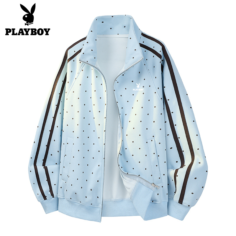 Playboy Polka Dot Jacket for Women 2026 New Style, Very Stylish Korean Early Autumn Jacket, Stand Collar Cardigan Sweatshirt