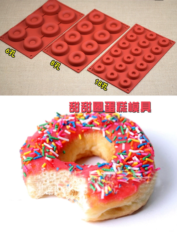 6/8 với khuôn bánh donut lò nướng bánh lò vi sóng khuôn bánh donut lớn khuôn silicon - Tự làm khuôn nướng