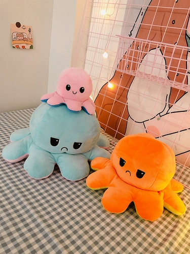 Маленькая милая двусторонная кукла для рыбалки, плюшевая игрушка, осьминог, подарок на день рождения