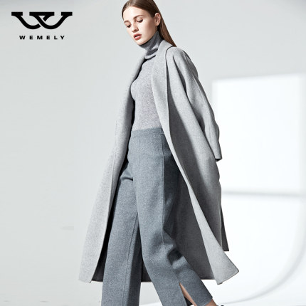 WEMELY\/维米莉双面羊绒大衣女2017秋冬新款