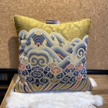 Original pillow * Seawater river cliff pattern Noble designer soft dress red gold yellow mahogany chair Chinese sofa