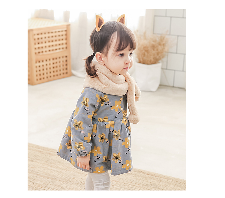 Váy bé gái mùa đông mới 2018 phiên bản Hàn Quốc của Hàn Quốc váy cotton dày mùa đông cộng với váy nhung váy bé gái đẹp