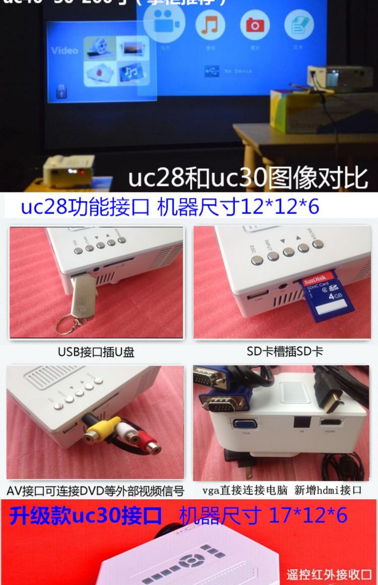 Youli uc40 máy chiếu mini HD home 1080P Apple Android điện thoại di động không dây wifi máy chiếu - Máy chiếu