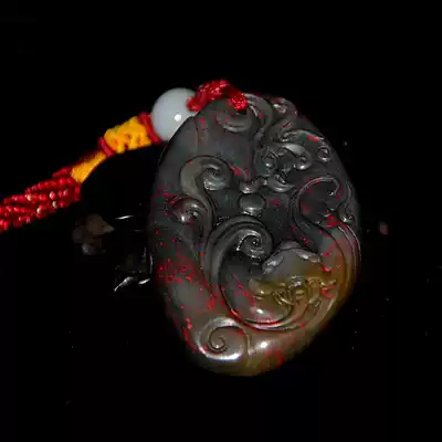 Changhua horns, frozen chicken bloodstone, carved dragon and phoenix Peibogu handle pieces, traditional Seiko good work, gem jewelry, Ai Ri Tang