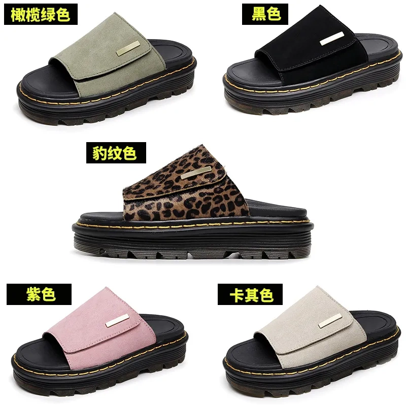 Dr. Martens Zebzag Unisex Slip-On Sandals Open-Toe Suede Leather Summer Adjustable Velcro Sandals for Men