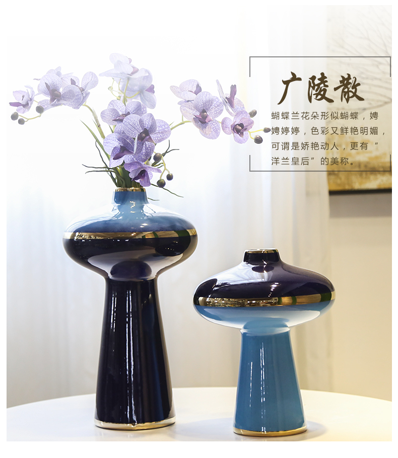 Light key-2 luxury furnishing articles ceramic vase simulation flower arranging new Chinese style household TV ark home sitting room porch decoration ornament