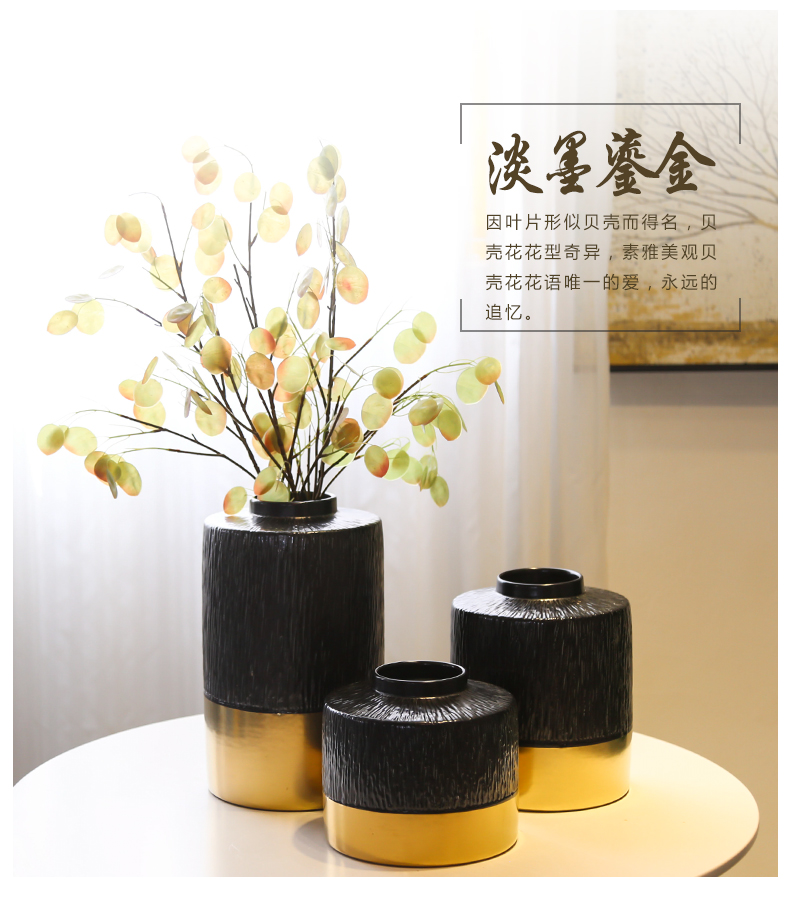 Sitting room creative vase light key-2 luxury new Chinese jingdezhen ceramic flower manual gold - plated flower implement simulation flower decoration