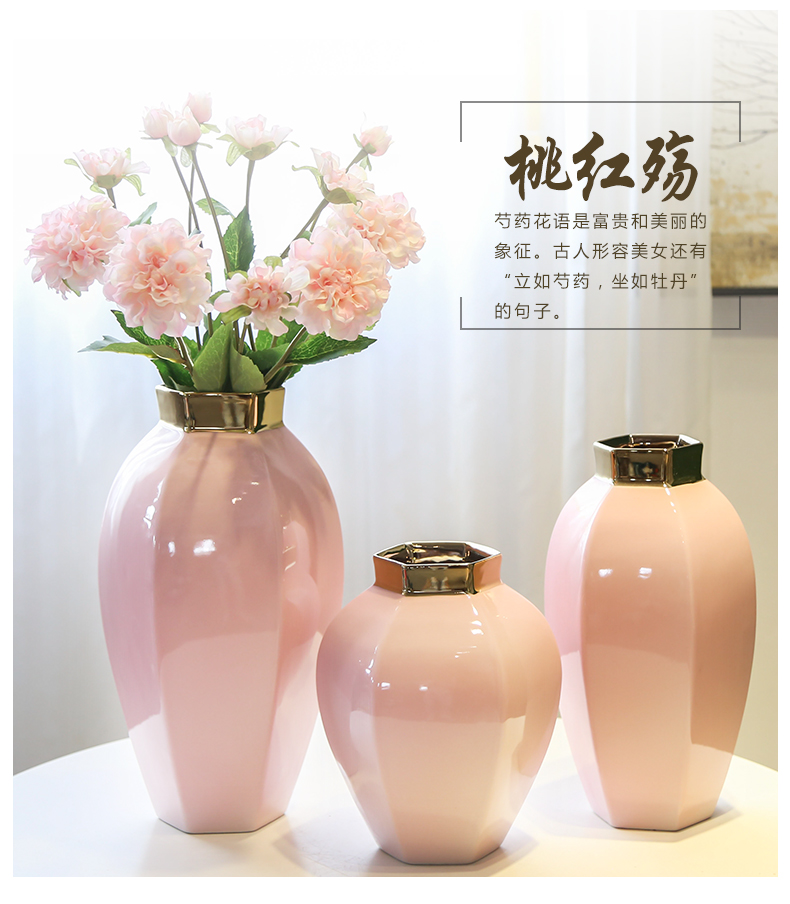 Jingdezhen ceramic vases, the sitting room porch TV ark edge ark of what adornment flowers simulation flower flower gold furnishing articles