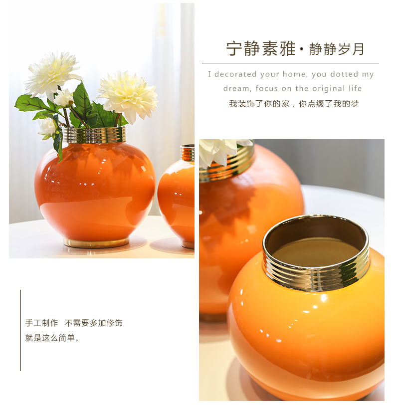 Jingdezhen creative new Chinese style porch ceramic vase table between example simulation flower hotel decoration decoration furnishing articles