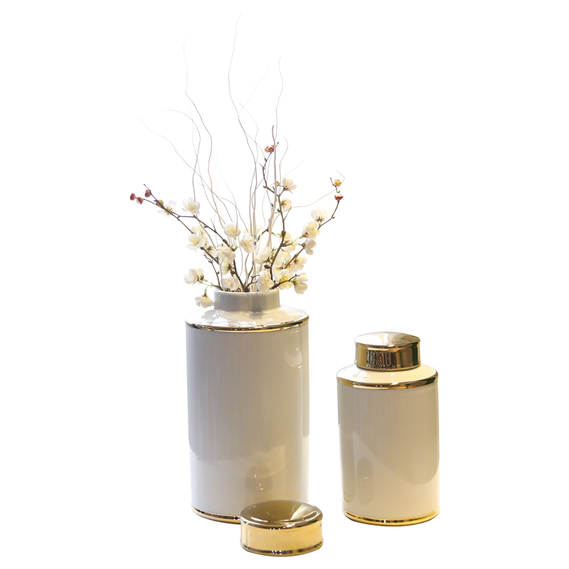 Jingdezhen new Chinese style the general pot of piggy bank furnishing articles sitting room adornment household flower simulation flower decoration ceramics