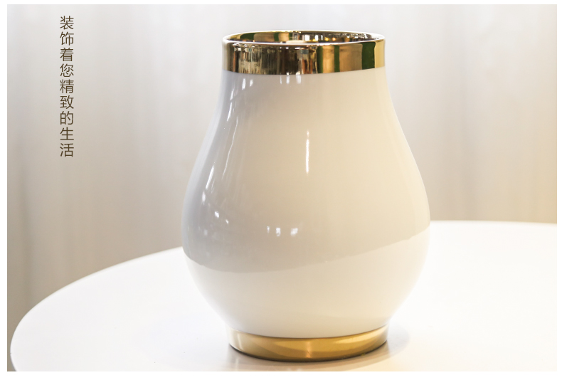 Jingdezhen new Chinese style light wine TV ark key-2 luxury vase flower flower implement hotel white sitting room adornment is placed