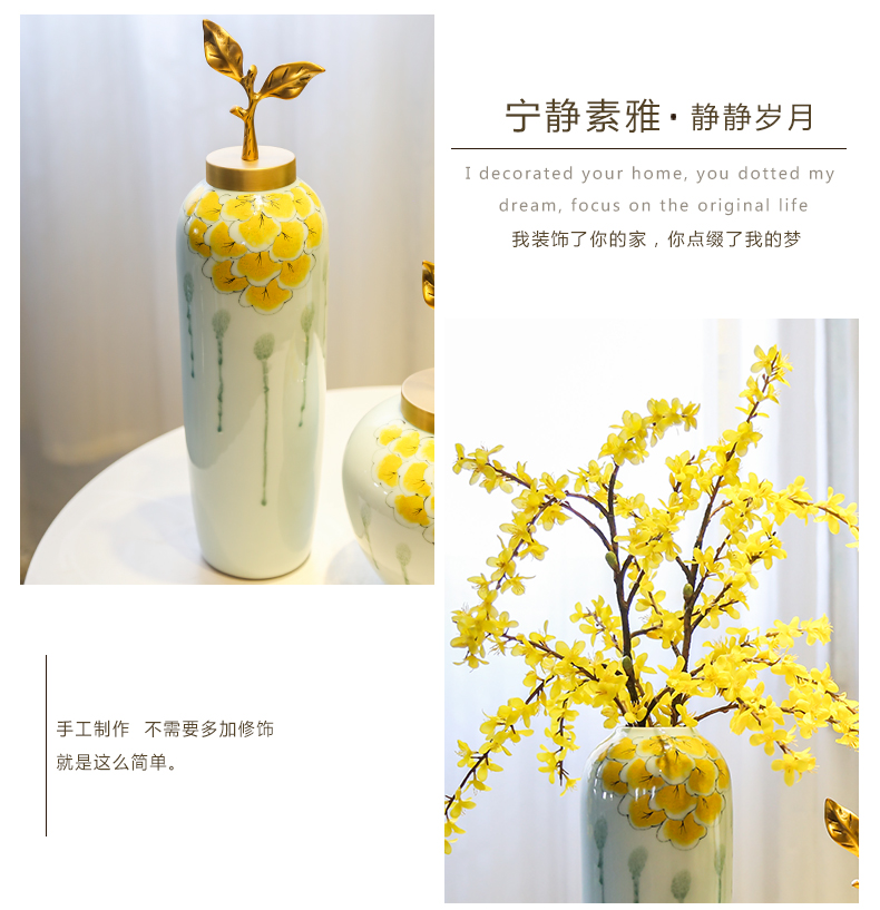 Jingdezhen ceramic hand - made furnishing articles hotel restaurant sitting room adornment flower implement new Chinese copper decoration example room cost