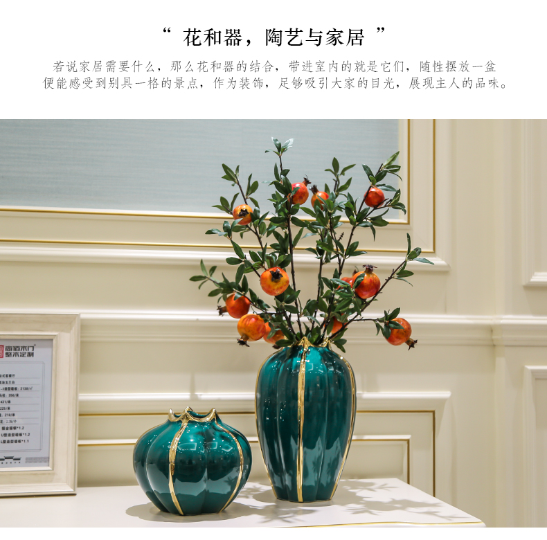 Light European - style key-2 luxury furnishing articles ceramic vase simulation flower flowers, dried flowers sitting room table, TV ark, household soft adornment