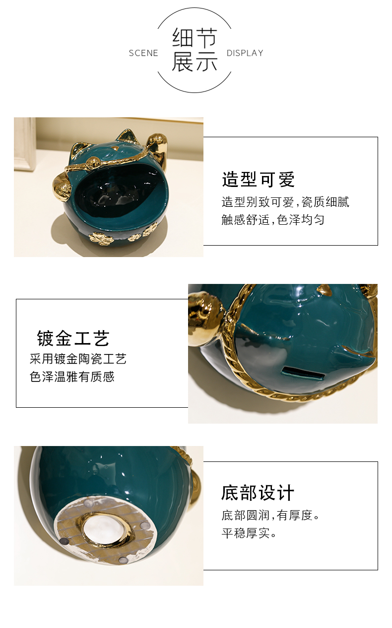 Creative plutus cat ceramic furnishing articles sitting room keys remote control to receive a cookie jar desktop home decoration