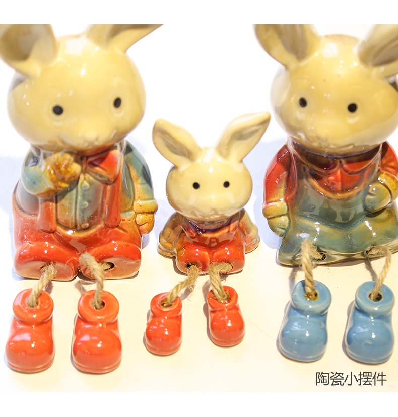 Happy rabbit outseam ceramics doll, decorative home furnishing articles indoor table sitting room office decoration creative gift