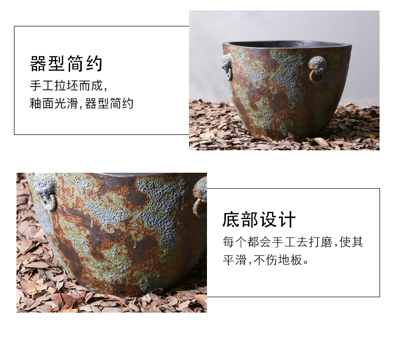 Jingdezhen ceramic retro large aquarium fish basin to the tortoise lotus lotus flower pot cylinder courtyard gardens furnishing articles