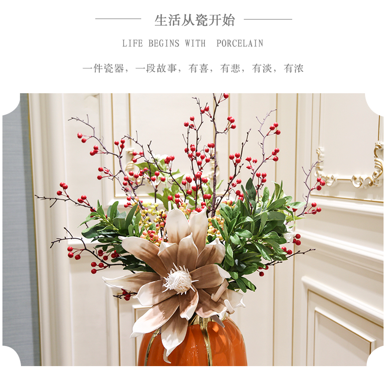 Light key-2 luxury furnishing articles sitting room put ceramic vase simulation flower of high - grade floor bedroom large flower decoration decoration flower art