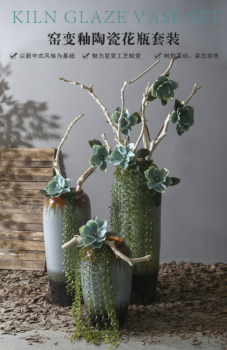 Restoring ancient ways of jingdezhen ceramic landing big vase against the true flower POTS hotel club villa soft adornment is placed