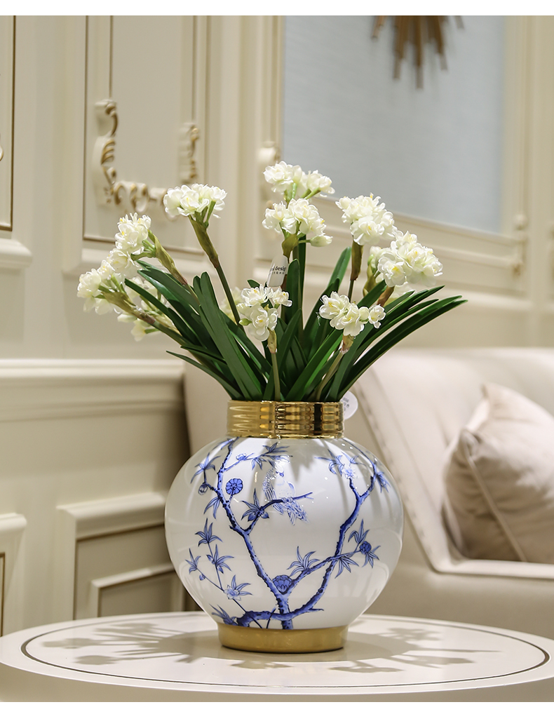 Jingdezhen ceramic porcelain simulation dried flower vase furnishing articles furnishing articles, the sitting room is the study of new Chinese style porch flower arranging decoration