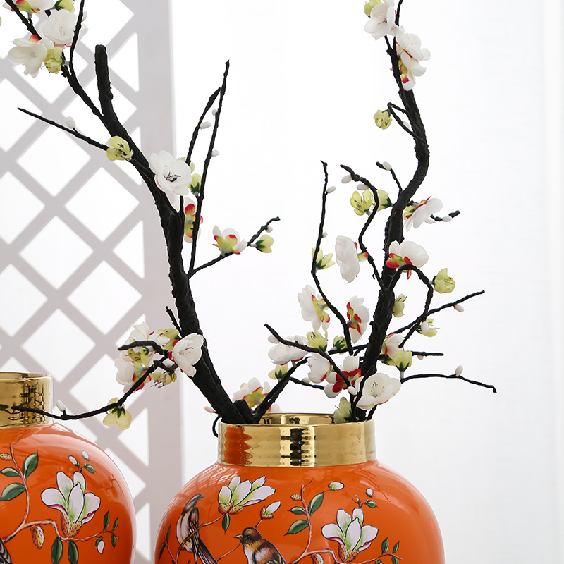 Mesa of jingdezhen ceramic vase light sitting room key-2 luxury furnishing articles decorations flower arranging hydroponic household simulation flower, flower art