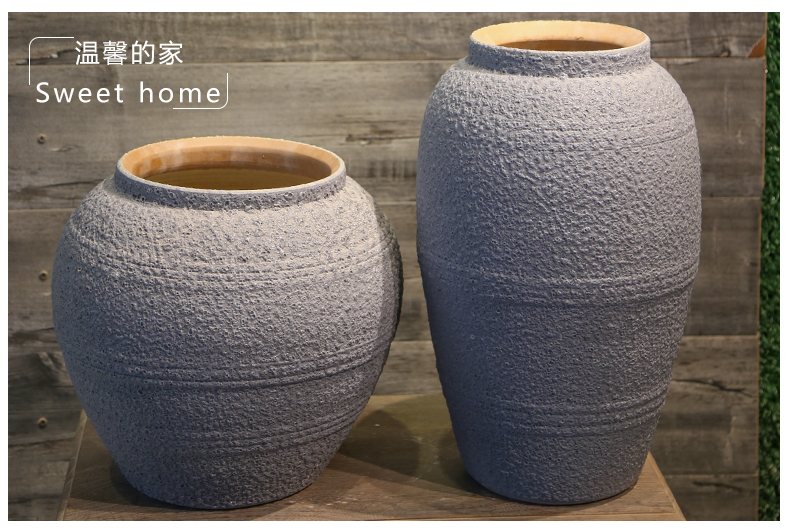 Jingdezhen nostalgic retro simulation flower adornment mesa coarse pottery vase furnishing articles sitting room villa hotel flower arranging flowers