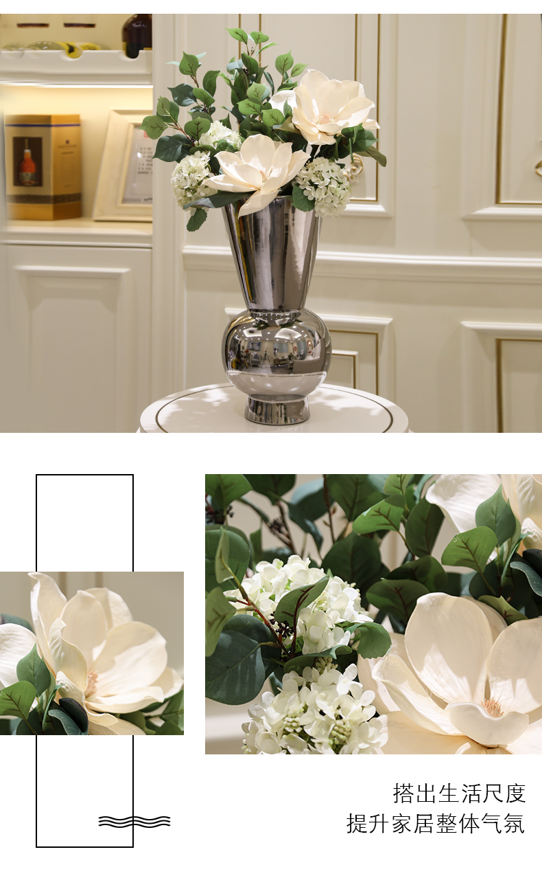 I and contracted light key-2 luxury electroplating silver flower implement the ceramic vase furnishing articles example room floor porch soft decoration