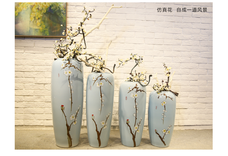 Jingdezhen ceramic vase mall cafe restaurant new Chinese style clothing decorative flower flower implement landing place