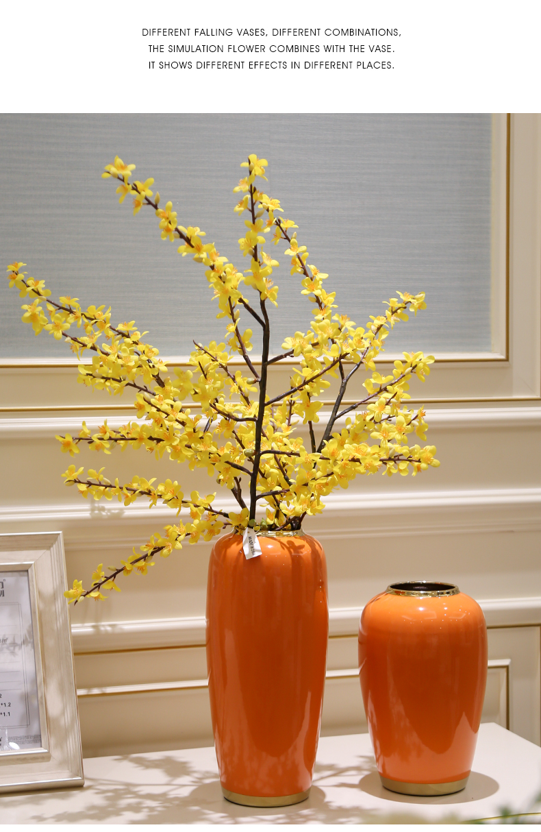 Light European - style key-2 luxury modern creative living room TV cabinet ceramic vase furnishing articles dried flower flower arranging flower implement porch decoration