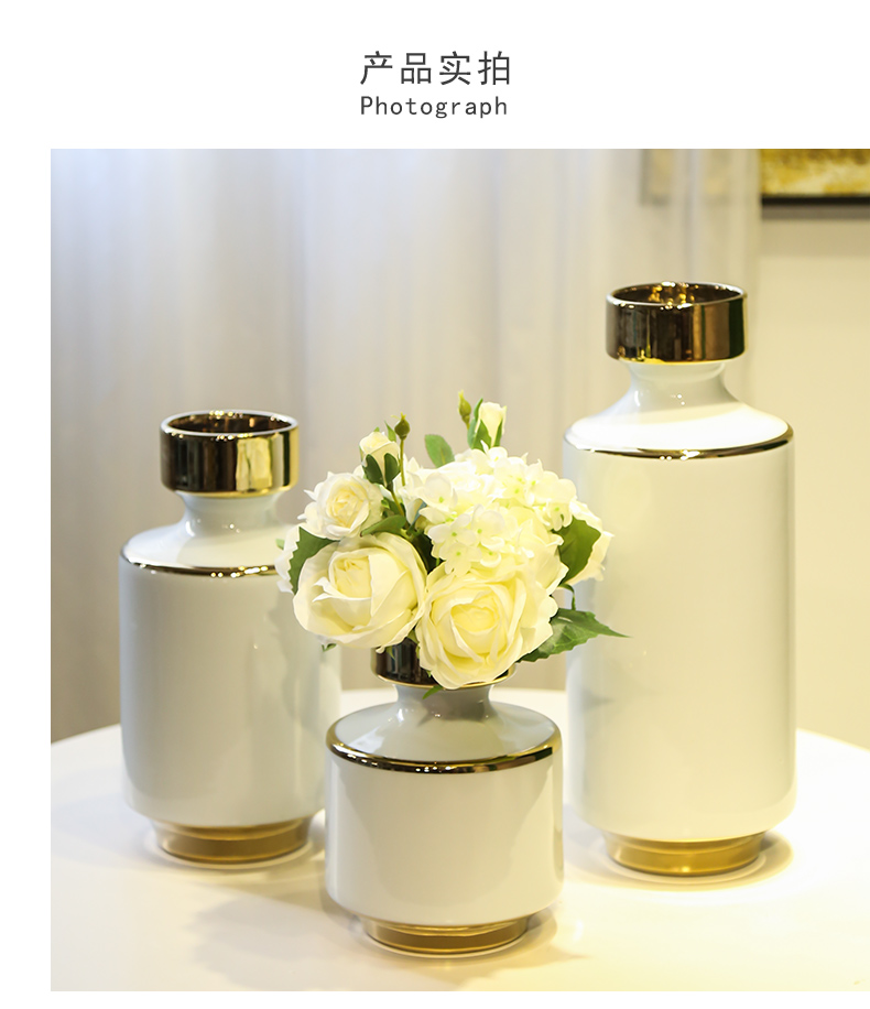 Jingdezhen ceramic light key-2 luxury furnishing articles home sitting room adornment office vase simulation flowers, contracted and I