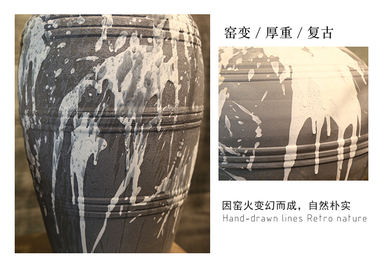 Jingdezhen checking retro mesa vase teahouse adornment between example simulation flower, dried flower flower ceramic big furnishing articles