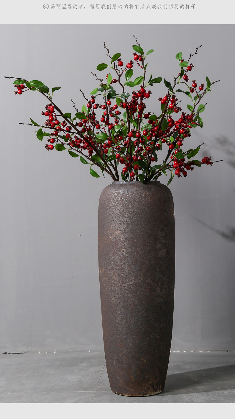 Jingdezhen ground vase large Chinese style restoring ancient ways is plugged into the dried coarse pottery sitting room hotel villa clay ceramic furnishing articles