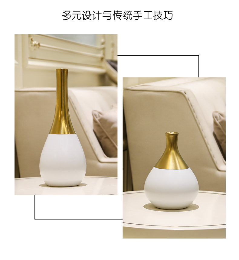 Jingdezhen Nordic light and decoration ceramics mesa simulation flower, dried flower vase example room TV ark, sitting room furniture furnishing articles