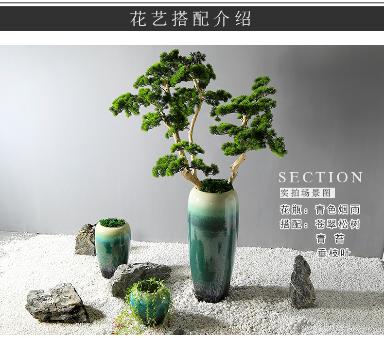 New Chinese style sitting room dining - room ground big vase furnishing articles ceramic flower show big mall club window decoration