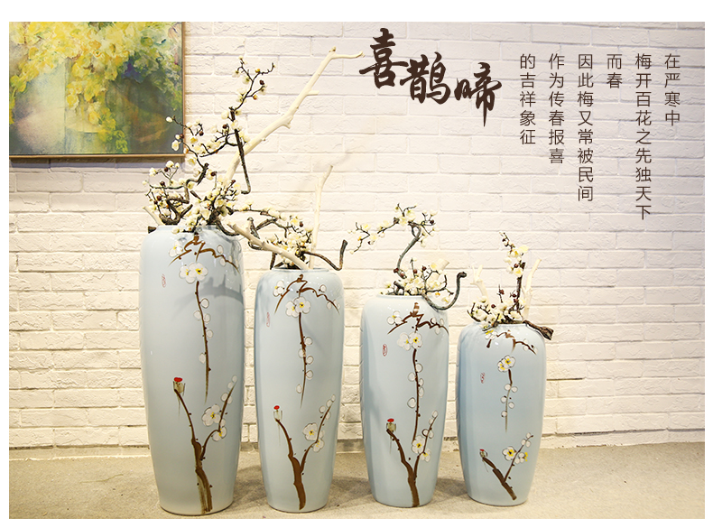 Jingdezhen ceramic vase mall cafe restaurant new Chinese style clothing decorative flower flower implement landing place