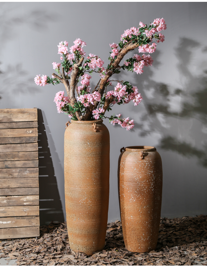 Jingdezhen ceramic of large vases, flower implement simulation flower arranging dried flowers sitting room adornment is placed to restore ancient ways pottery basin